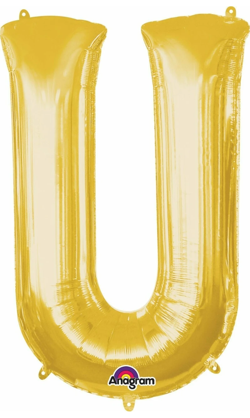 Gold Letter " U " Foil Balloon 16''