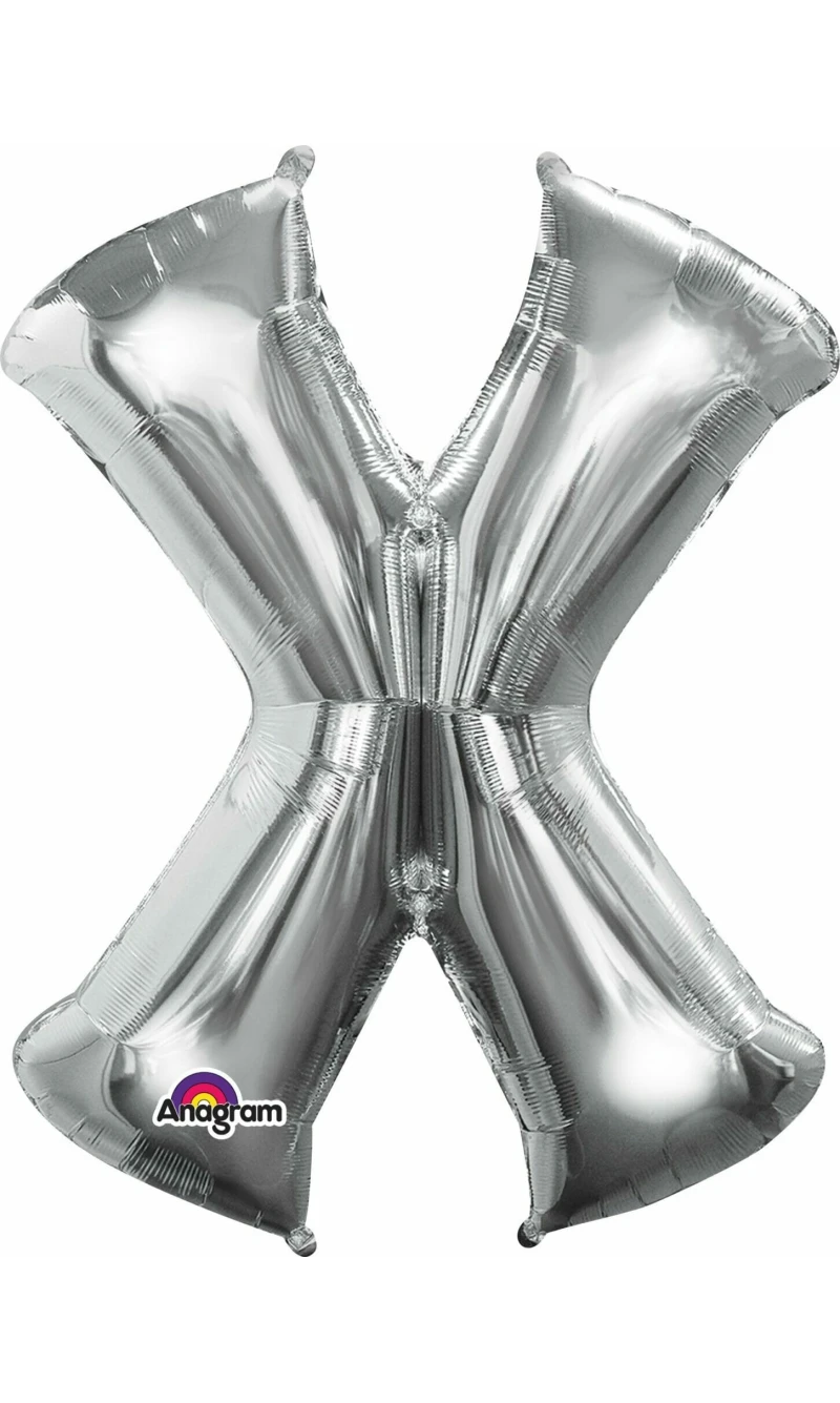 Silver Letter " X " Foil Balloon 16''