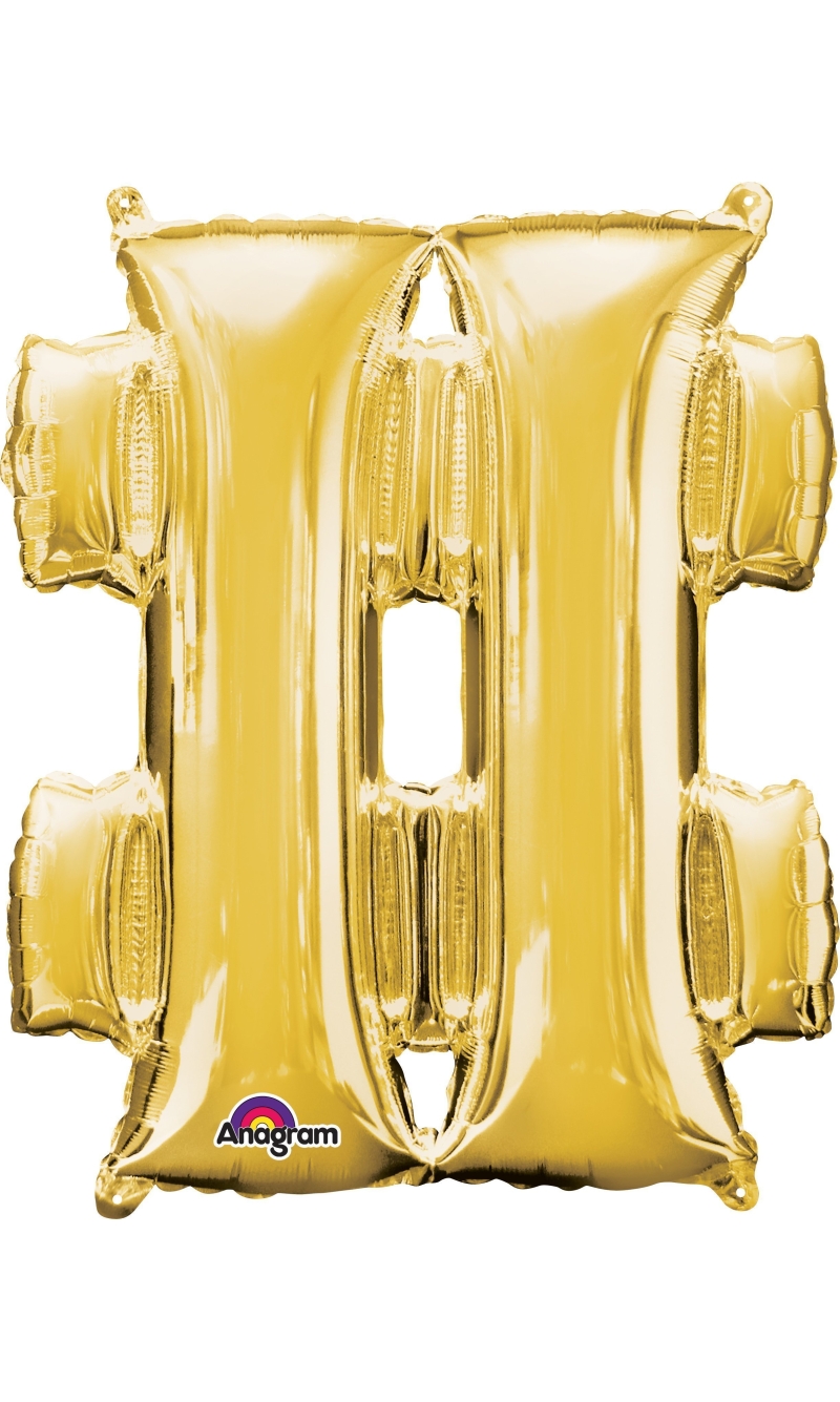 Gold Letter " # " Foil Balloon 16''