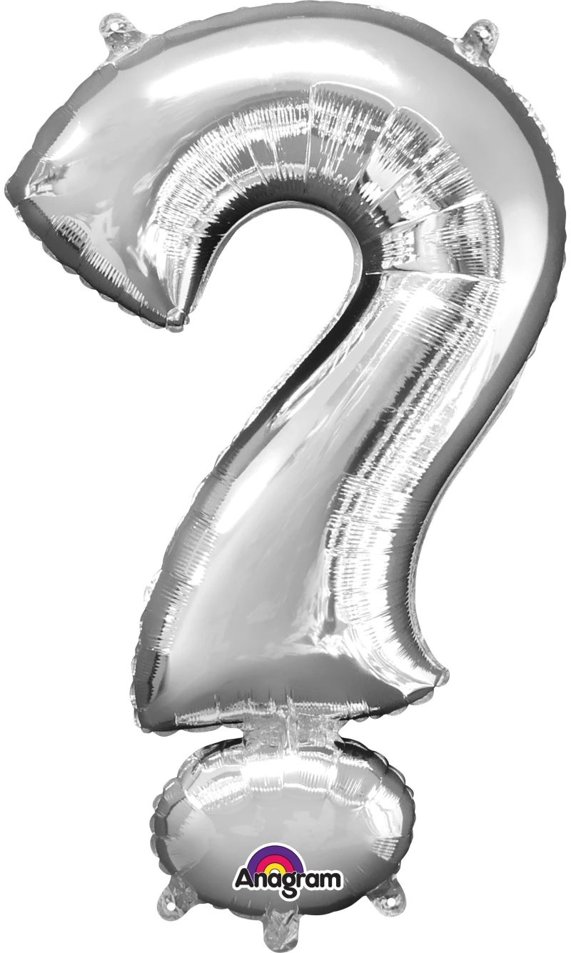 Silver Letter " ? " Foil Balloon 16''