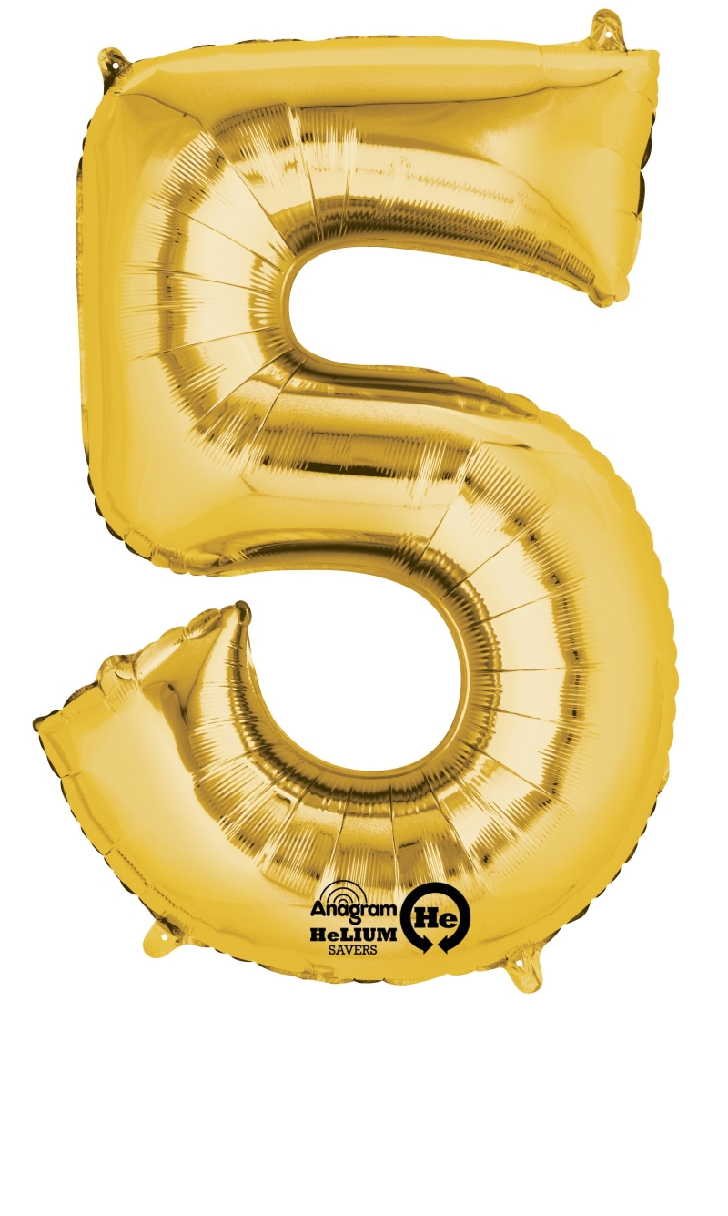 Gold Number " 5 " Foil Balloon 16''