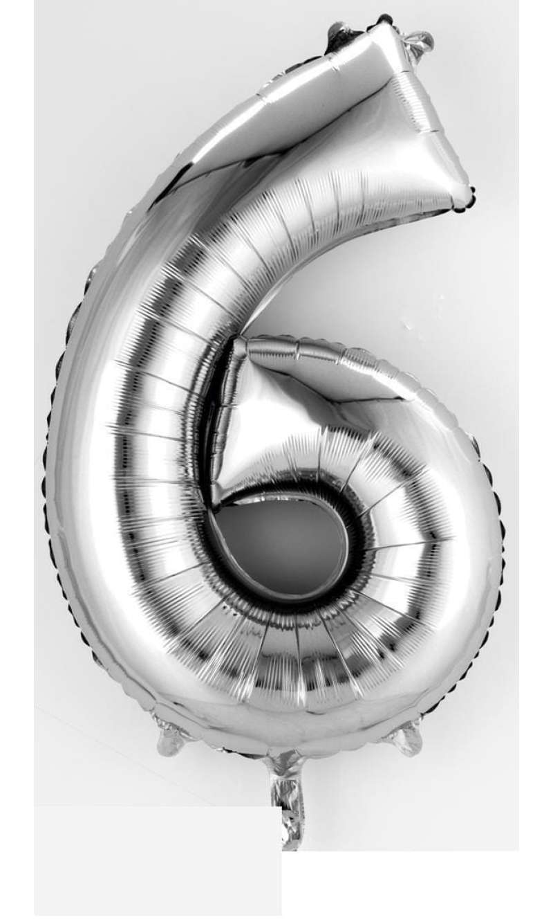 Silver Number " 6 " Foil Balloon 16''