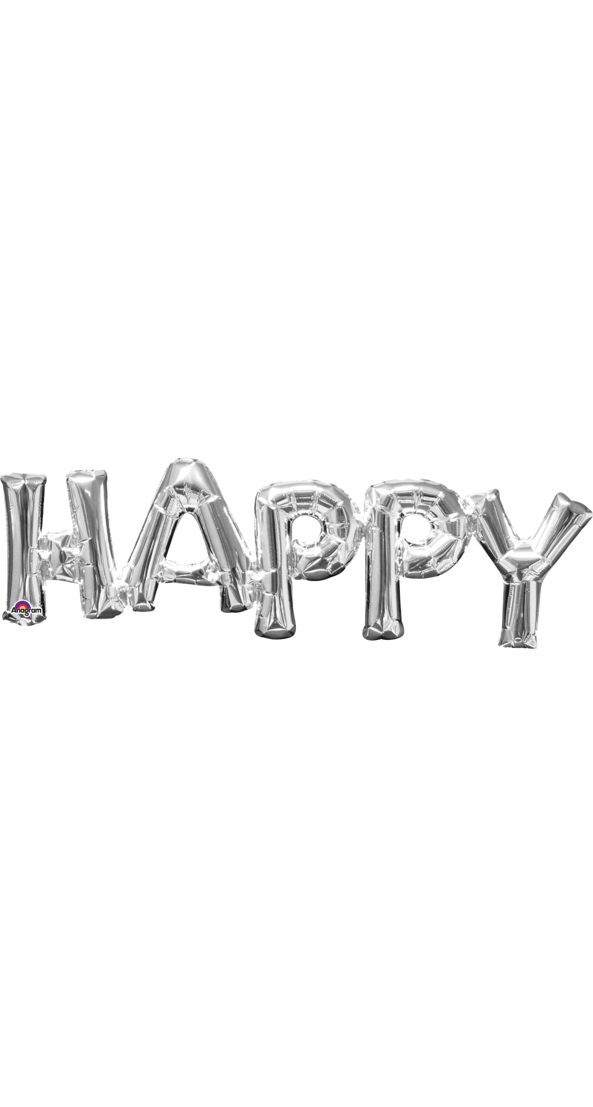 Silver Phrase '' Happy '' Foil Balloon 16''