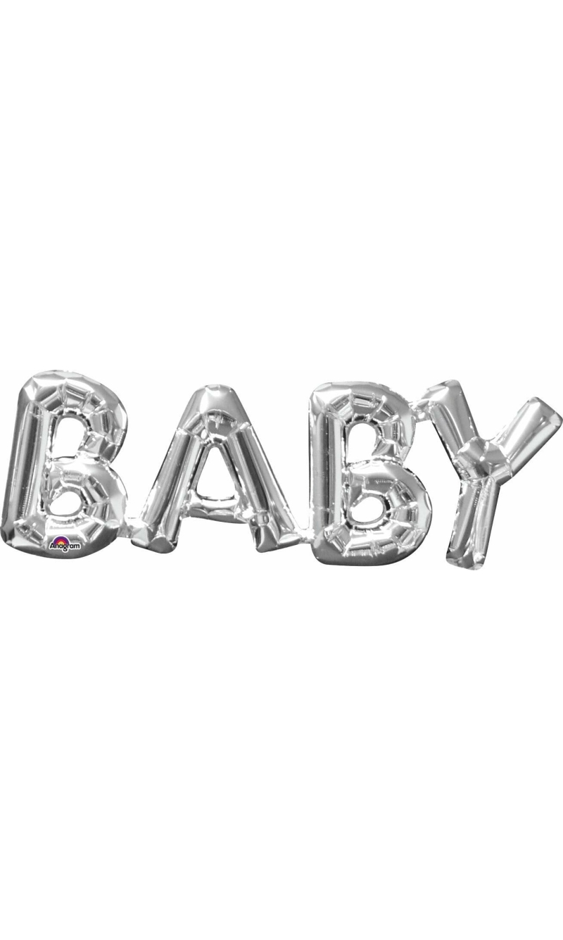 Silver Phrase '' Baby '' Foil Balloon 26" x 9"