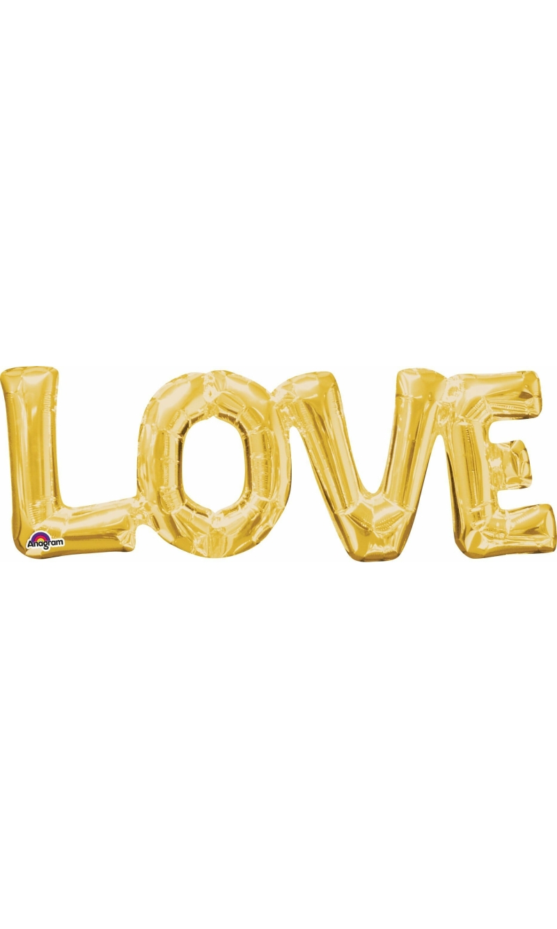 Gold Phrase '' Love'' Foil Balloon - (63cm x 22cm)