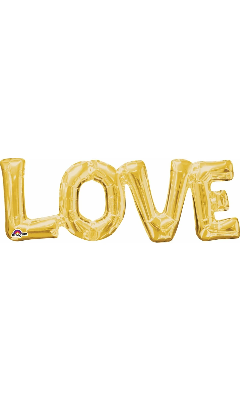 Gold Phrase '' Love'' Foil Balloon - (63cm x 22cm)