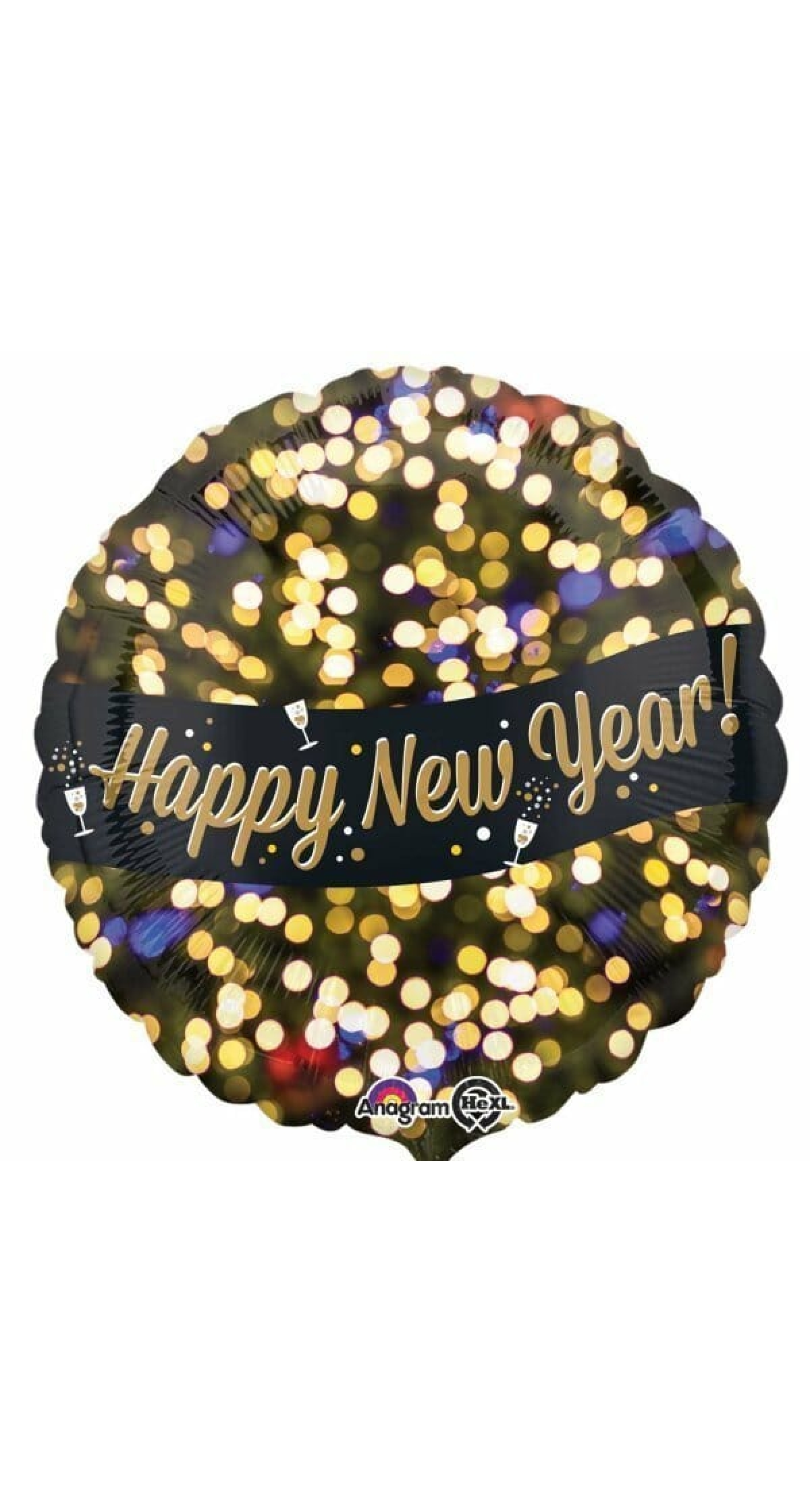 Round Happy New Year Celebration Foil Balloon 17"(43cm)