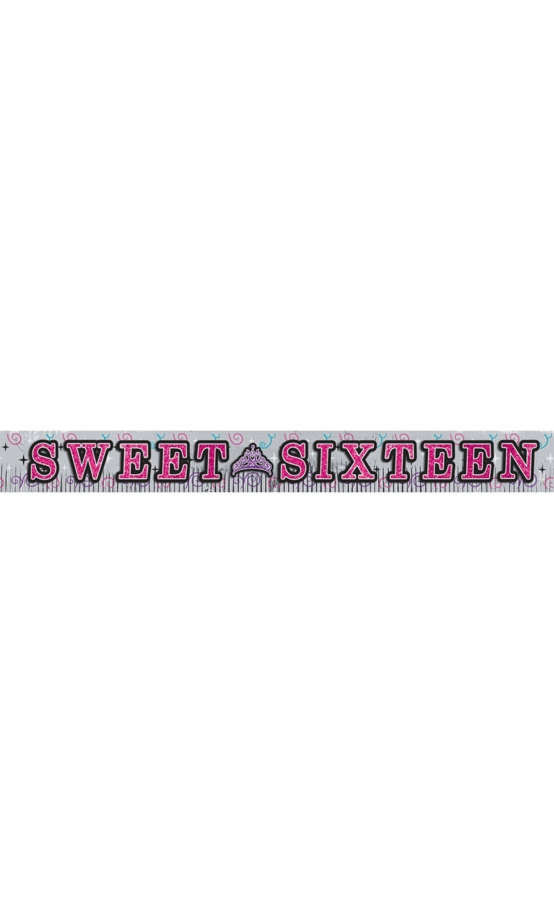 Sweet 16 Glitter Fringe Letter Banner - 3m