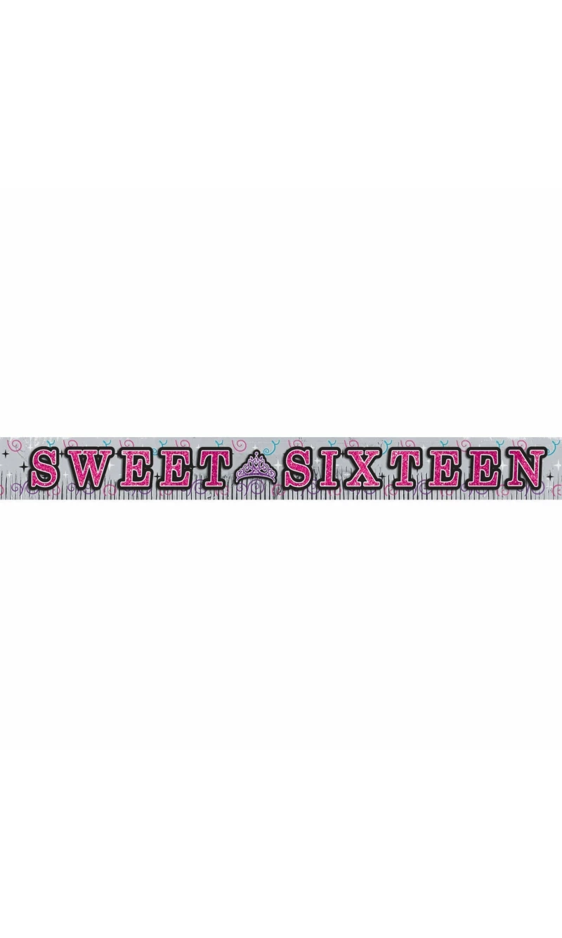 Sweet 16 Glitter Fringe Letter Banner - 3m