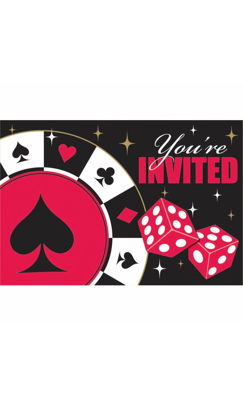 Casino Invitations & Envelopes Place Your Bets - 8pk