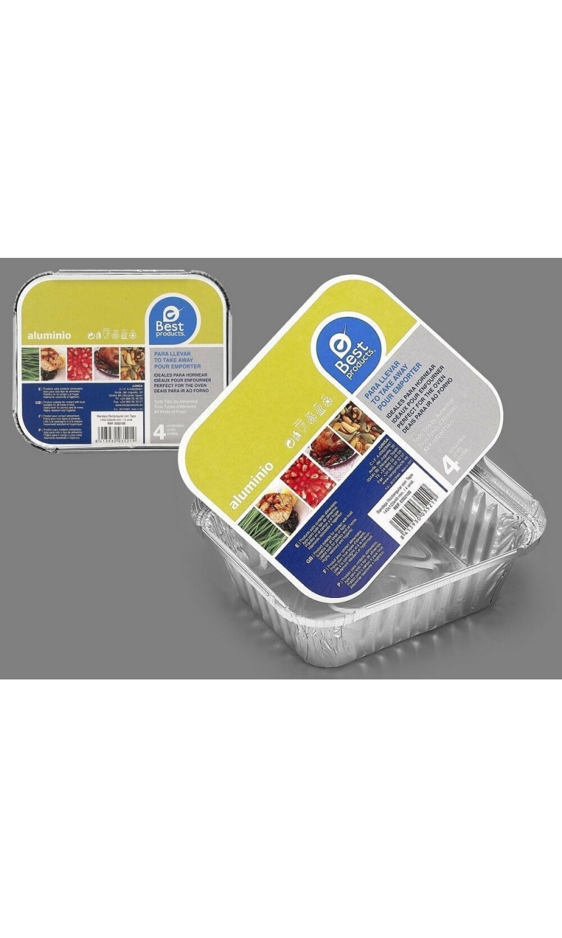 Rectangular Tray With Cover 14,80 X 12,10 X 4,30 cm - 4pk