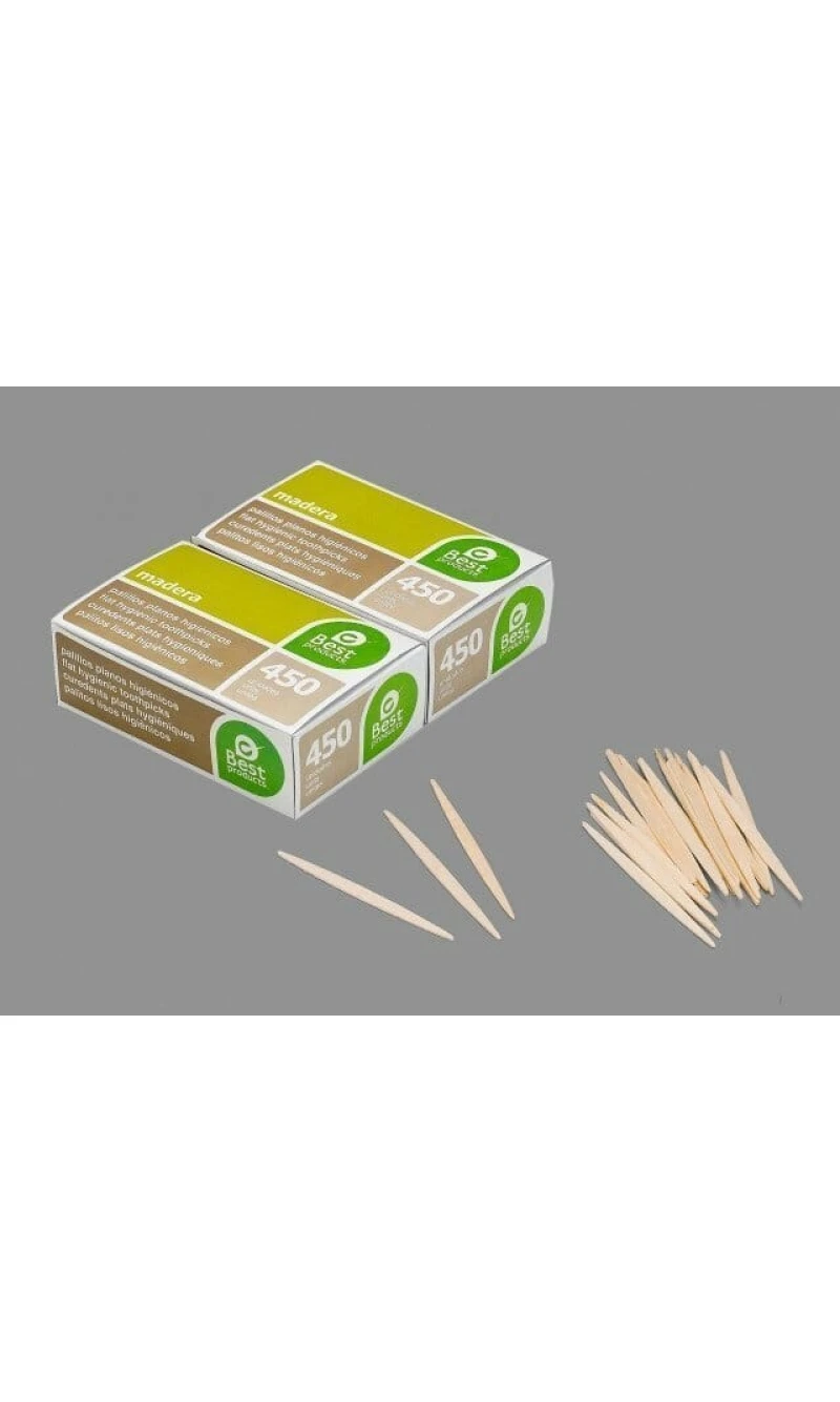 Box 450 Flat Hygienic Toothpicks - 2pk