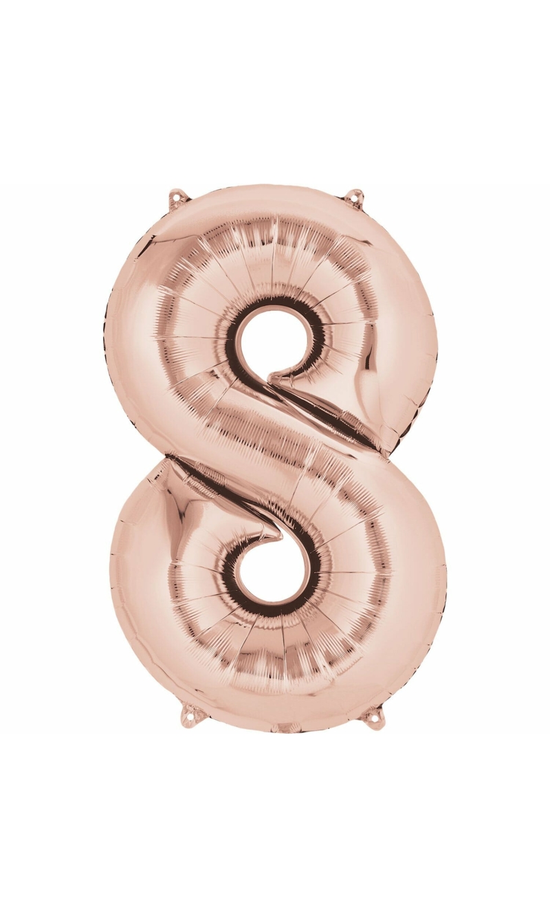 Rose Gold Number " 8 " Foil Balloon 34''
