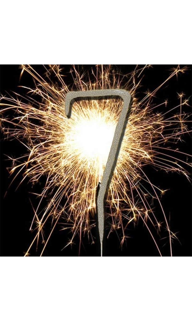 Number Sparkler 7 Silver - 17cm