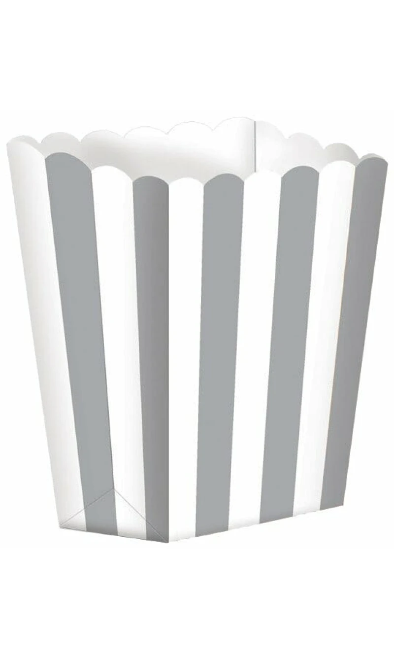 Silver Candy Buffet Popcorn Boxes 6.3 x 13.4 x 3.8cm - 5pk