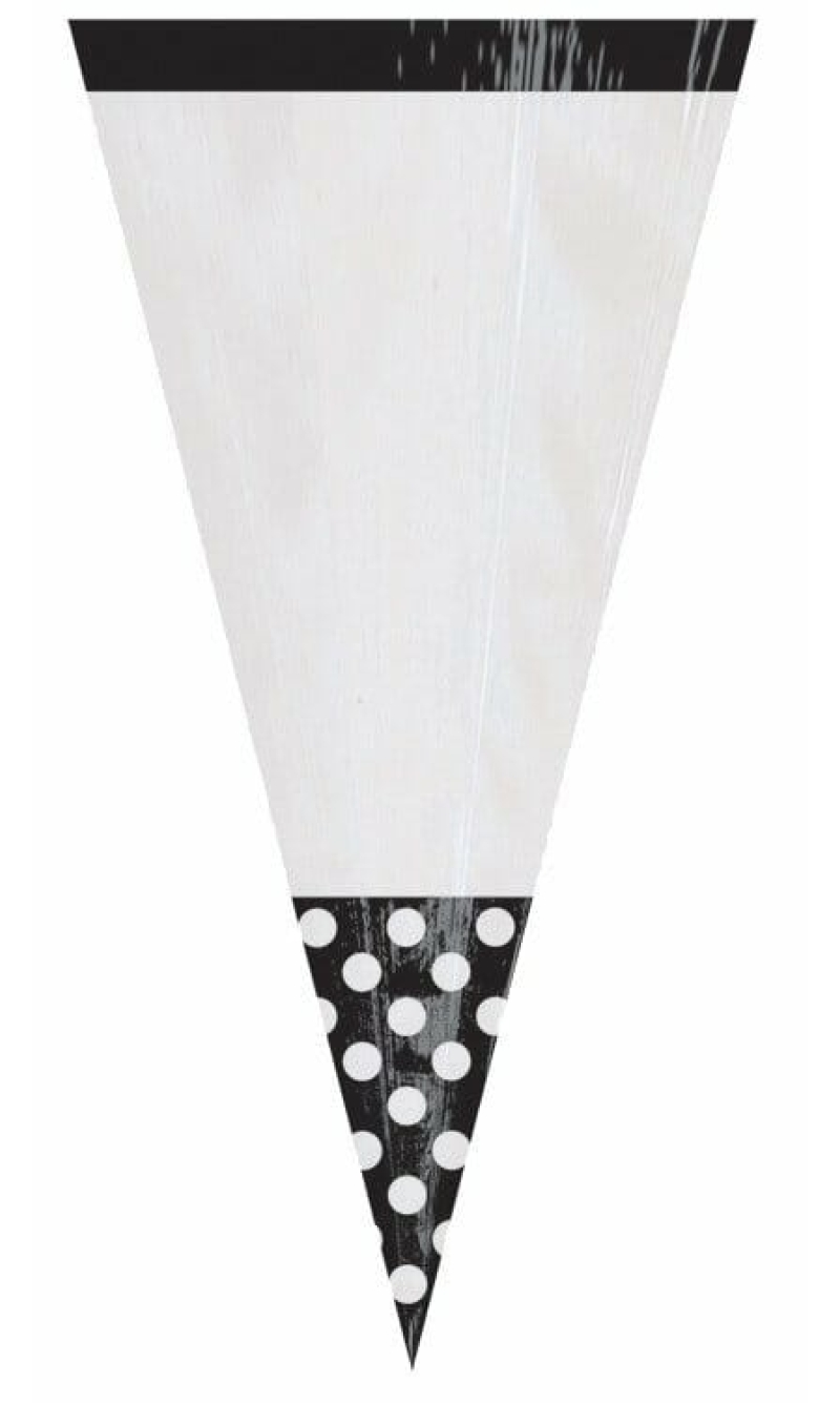 Black Candy Buffet Cone Polka Dots Bags 24.7cm – 10pk