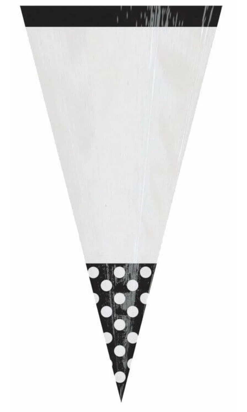Black Candy Buffet Cone Polka Dots Bags 24.7cm – 10pk
