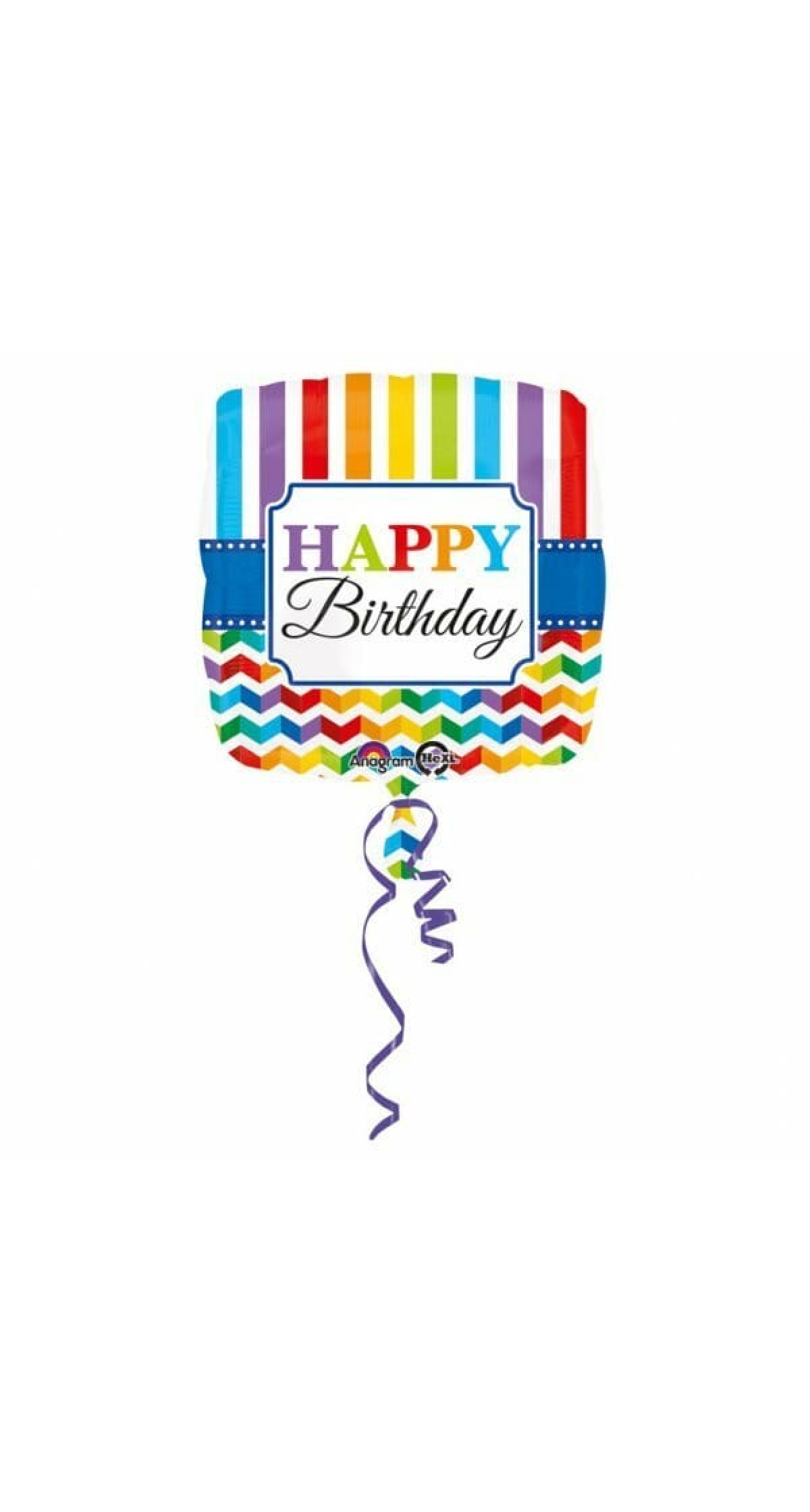 Happy Birthday Stripes & Chevron Standard Foil Balloon - 43 cm