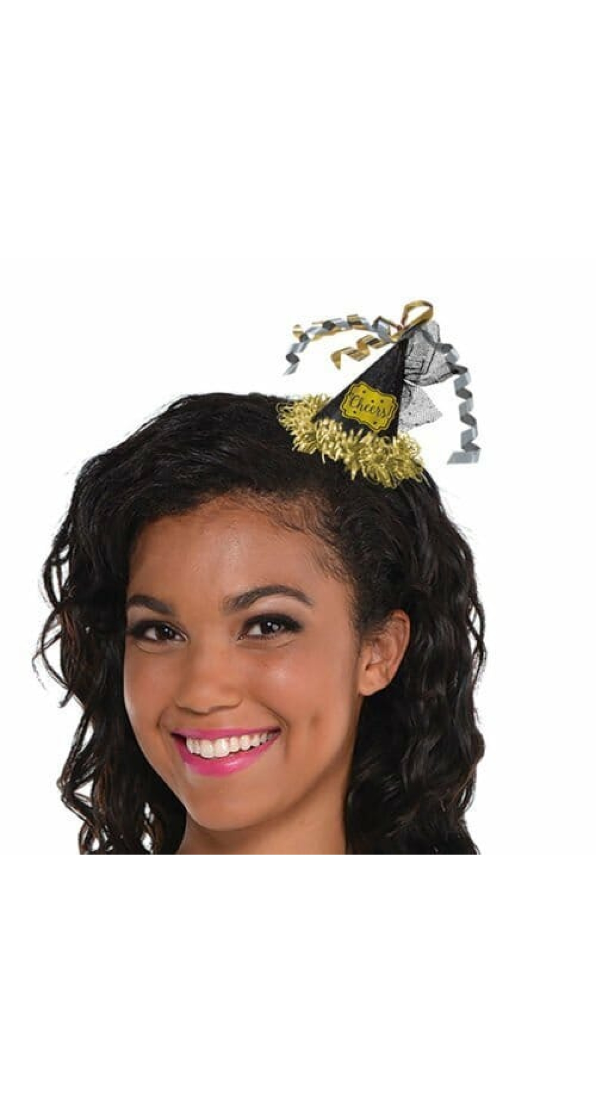 Happy New Year "Cheers" Clip Hair Cone Hat - 7.6cm x 8.2cm