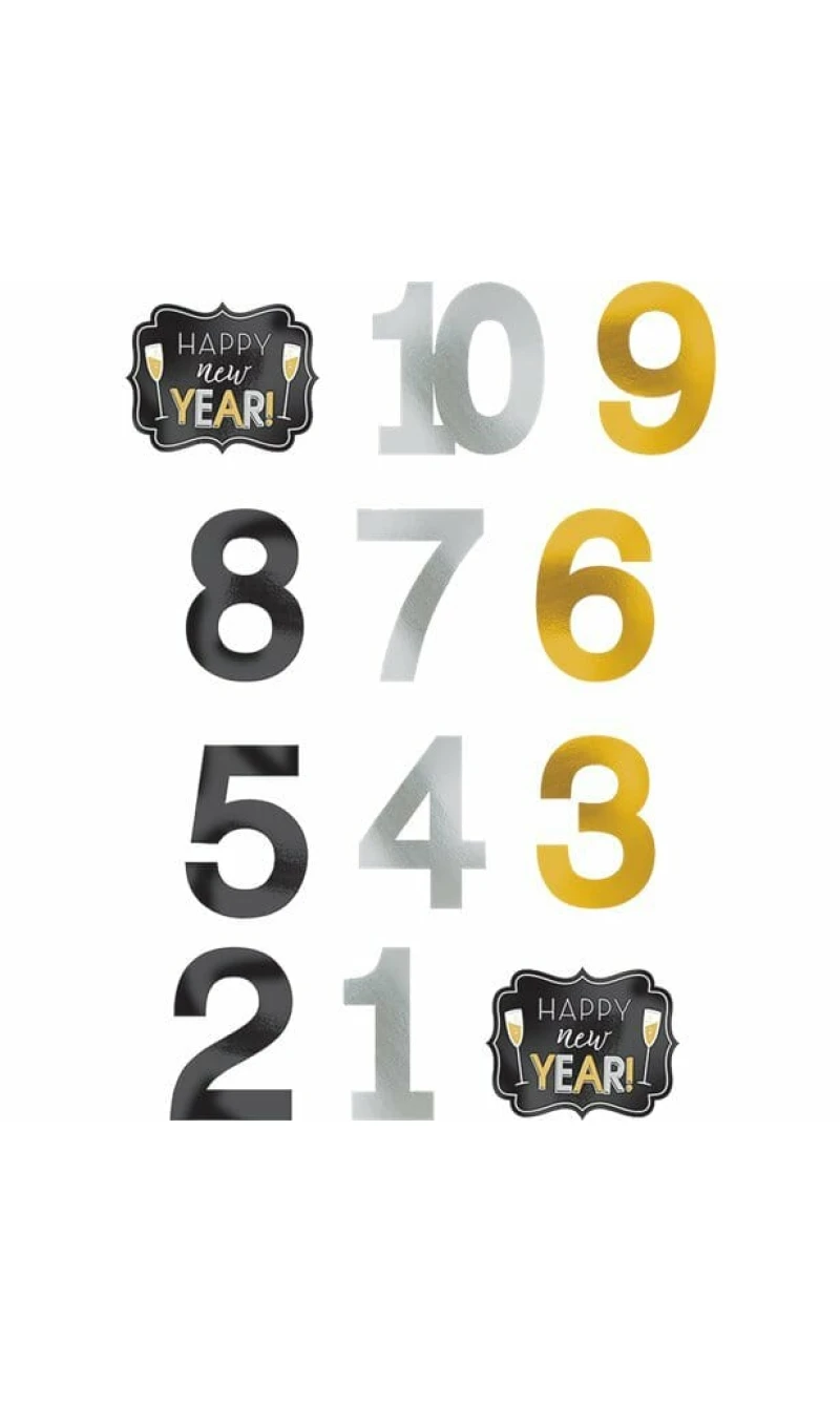 New Year's Countdown Photo Props - 12pk