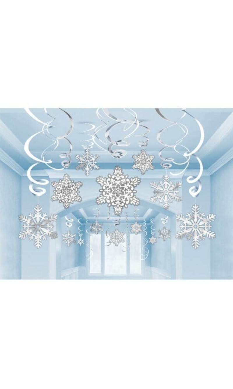 Christmas Swirl Snowflake Decorations - 30 Pk
