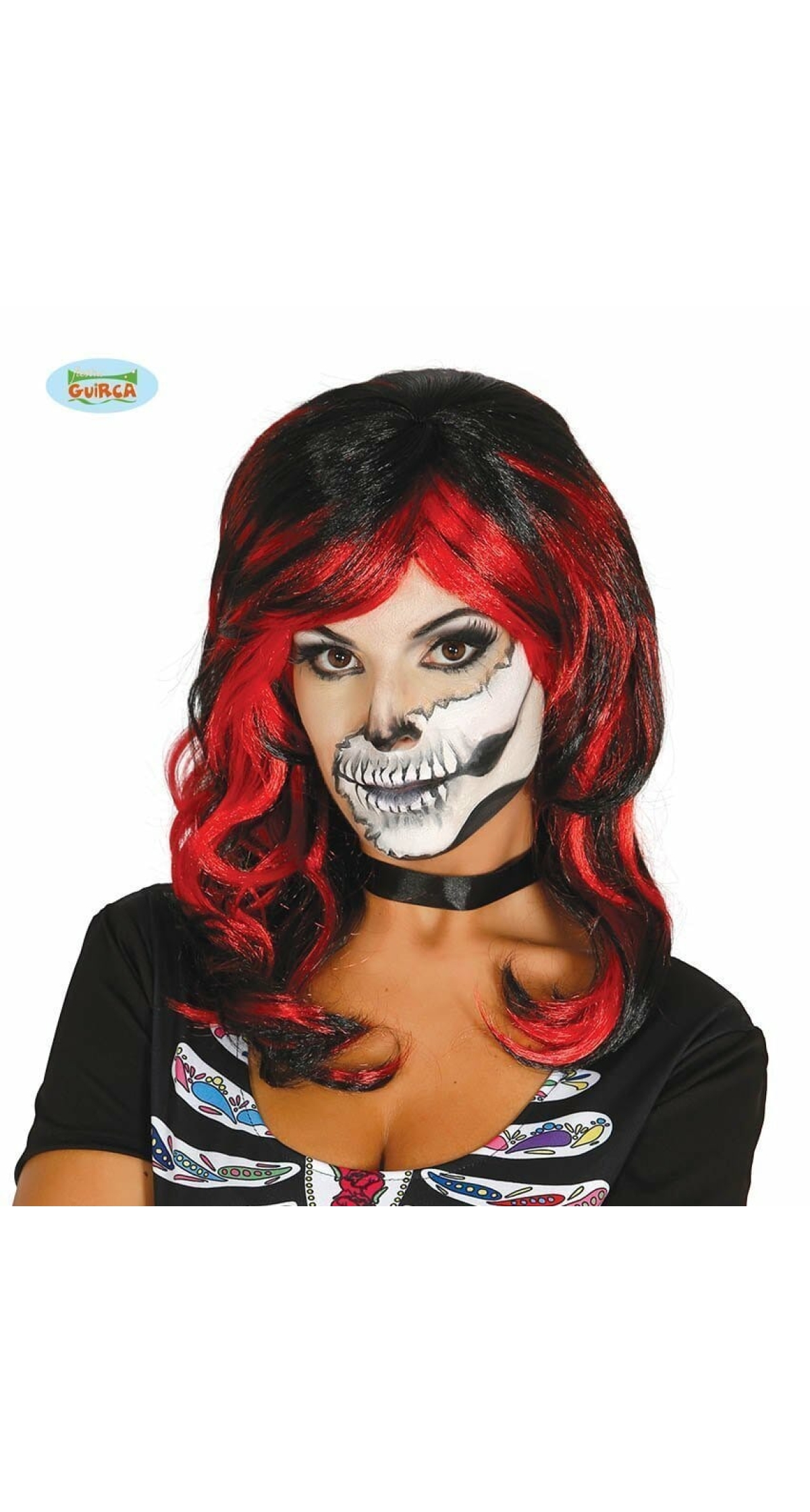 Black Wig With Red Streaks - Adult One Size
