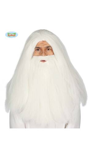 White Santa Claus / Wizard Beard & Wig - Adult One Size
