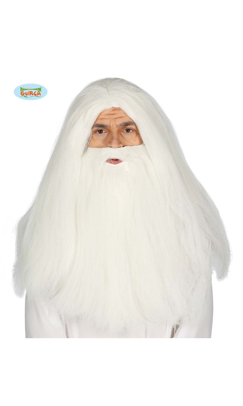 White Santa Claus / Wizard Beard & Wig - Adult One Size