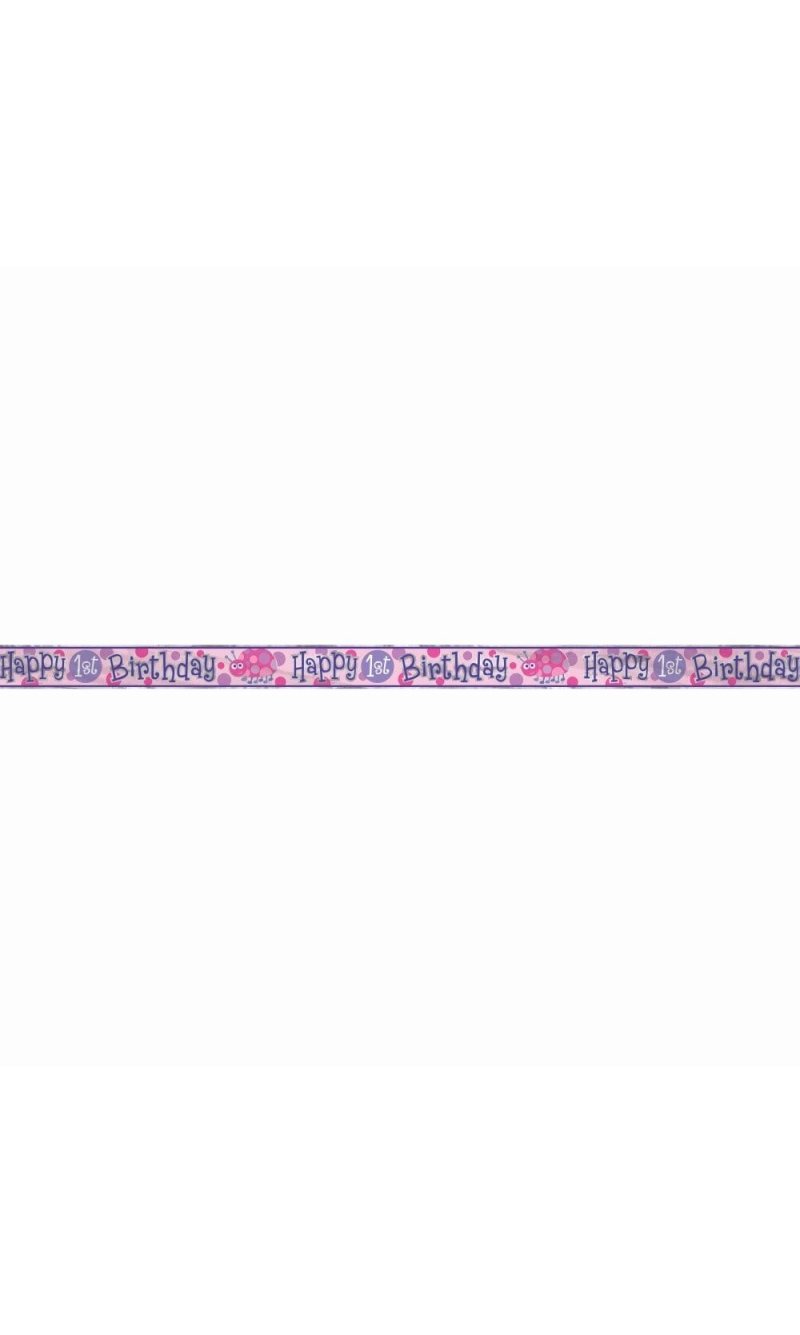 Foil First Birthday Ladybug Banner - 12 ft