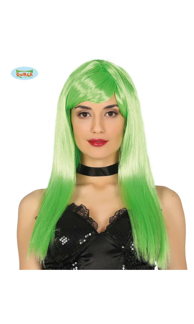 Green Lime Long Hair Wig - Adult One Size