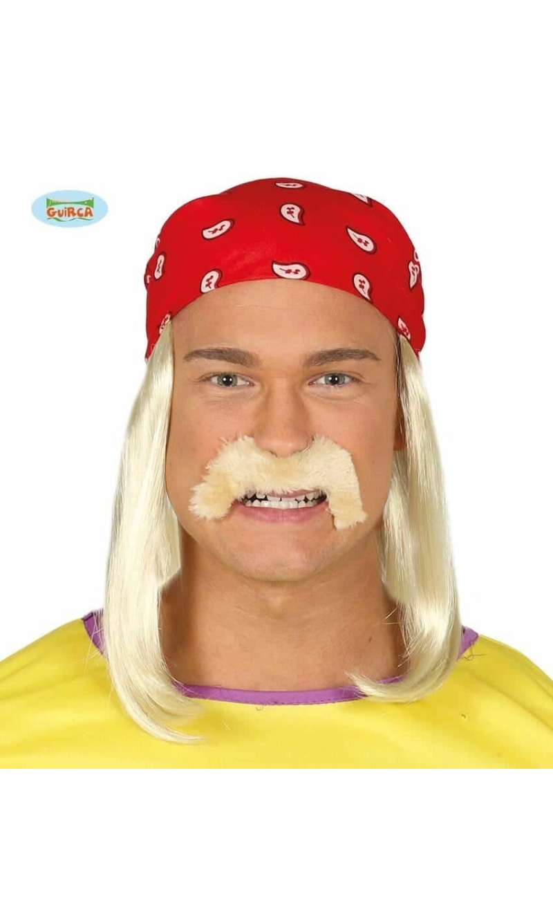 Blonde TV Star Wig with Headband & Moustache