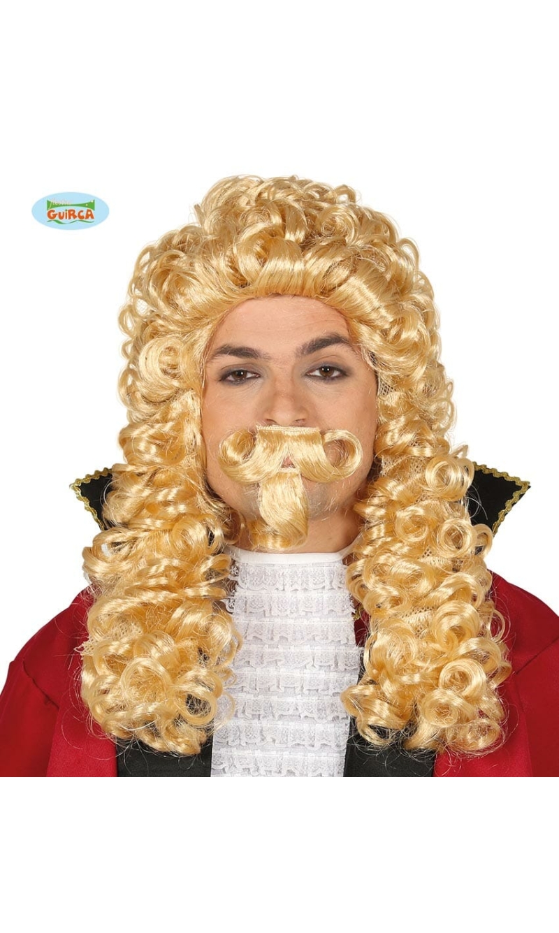 Blonde Marquis Wig with Moustache - Adult One Size