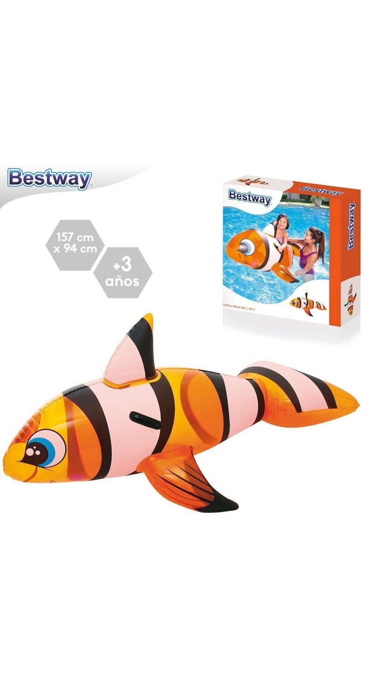 Bestway Inflatable Beach & Pool Clown Fish Nemo 157x94cm (Online Only)