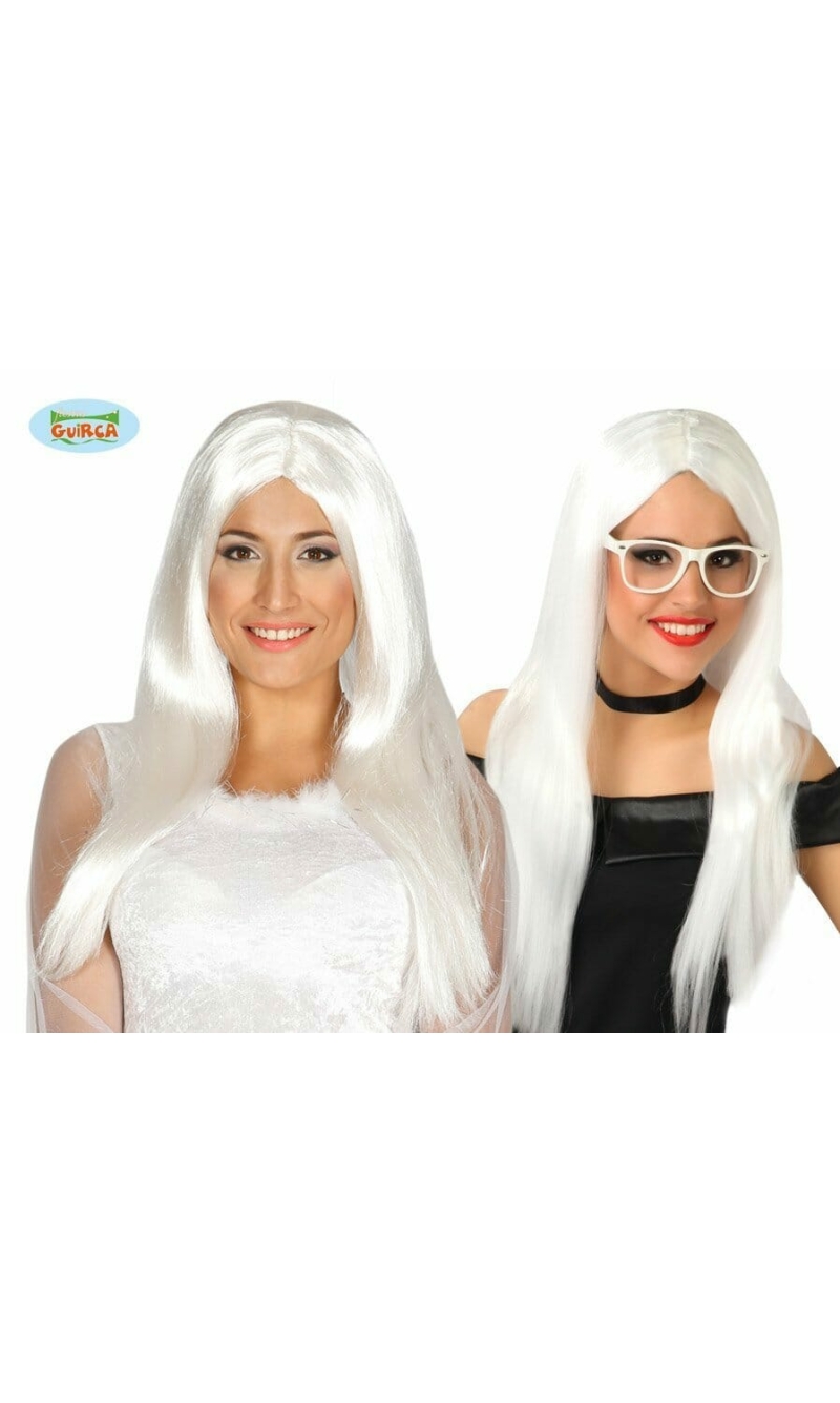 White Long Wig (Super Melena) - Adult One Size