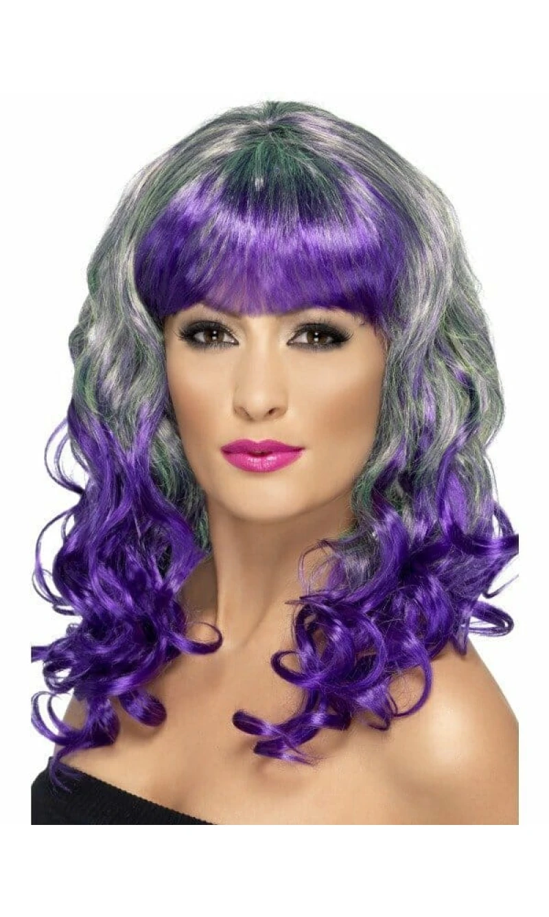 Green & Purple Divatastic Wig - Adult One Size