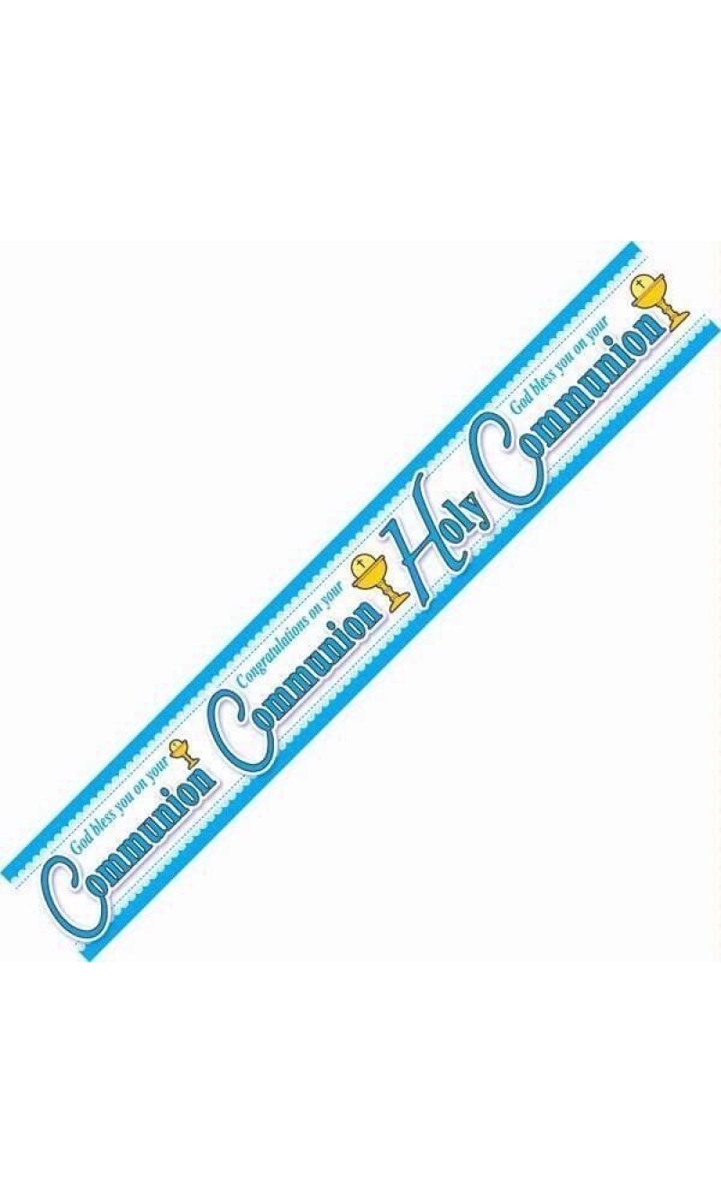 Holy Communion Blue Party Banner 2.6m - 1pk