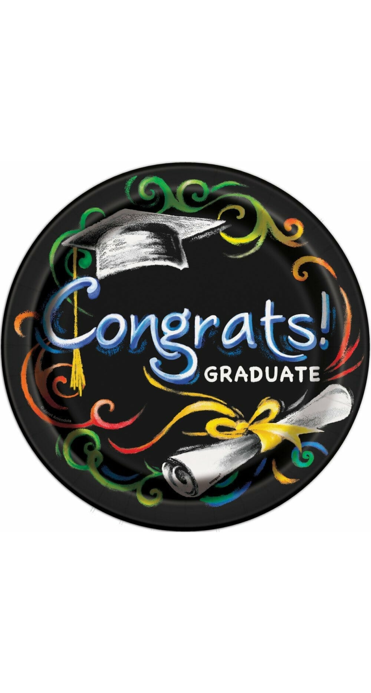 Chalkboard Graduation Round 9 Inch Dinner Plates - 8pk