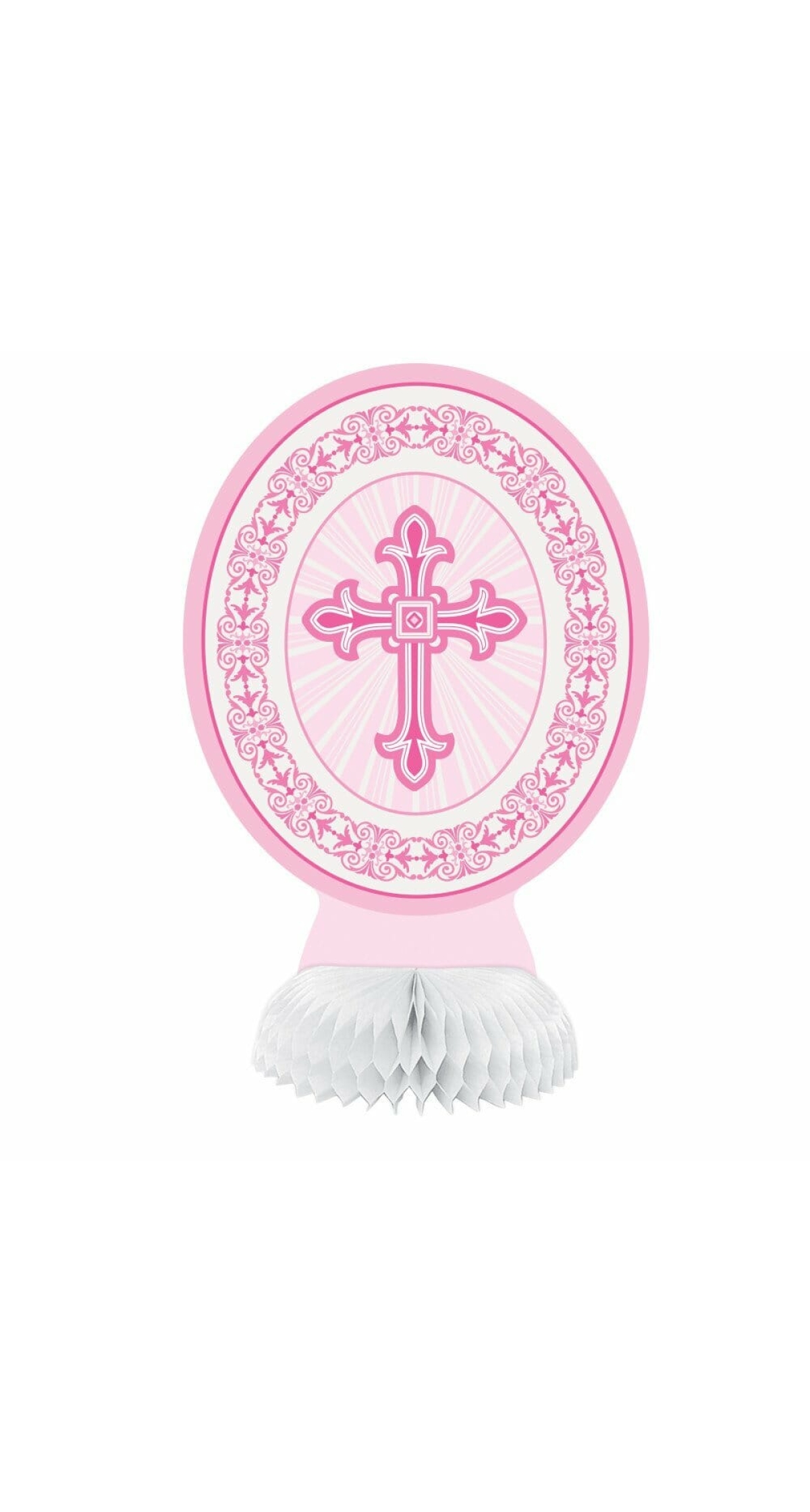 Pink Radiant Cross 8 Inch Mini Honeycomb Decorations - 3pk
