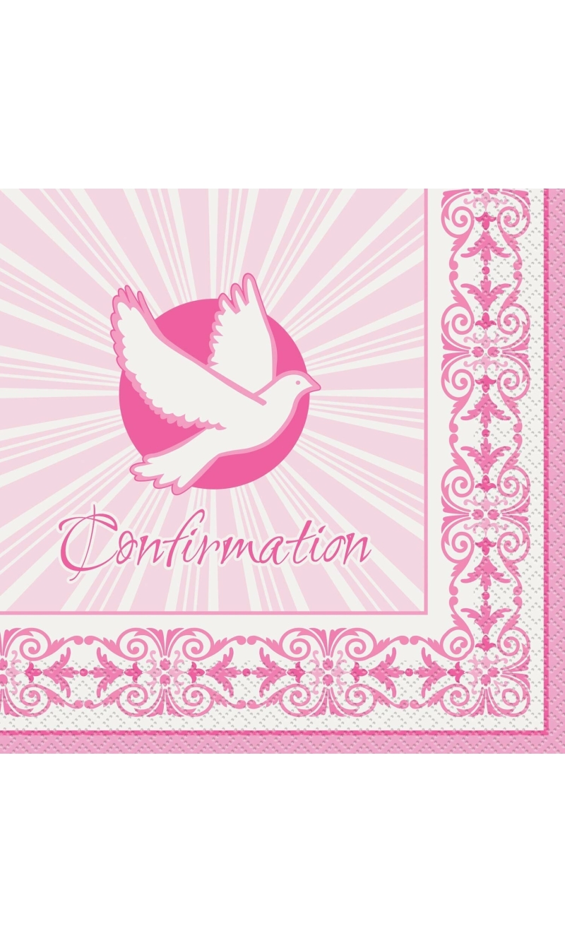 Radiant Dove Pink Confirmation Napkins 33cm x 33cm - 16pk