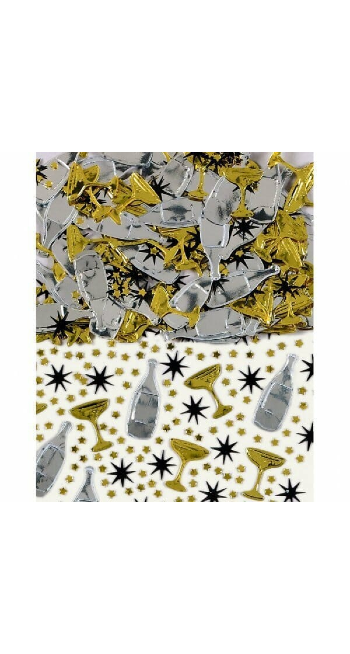 Champagne Bottles Black,Gold & Silver Confetti - 14g