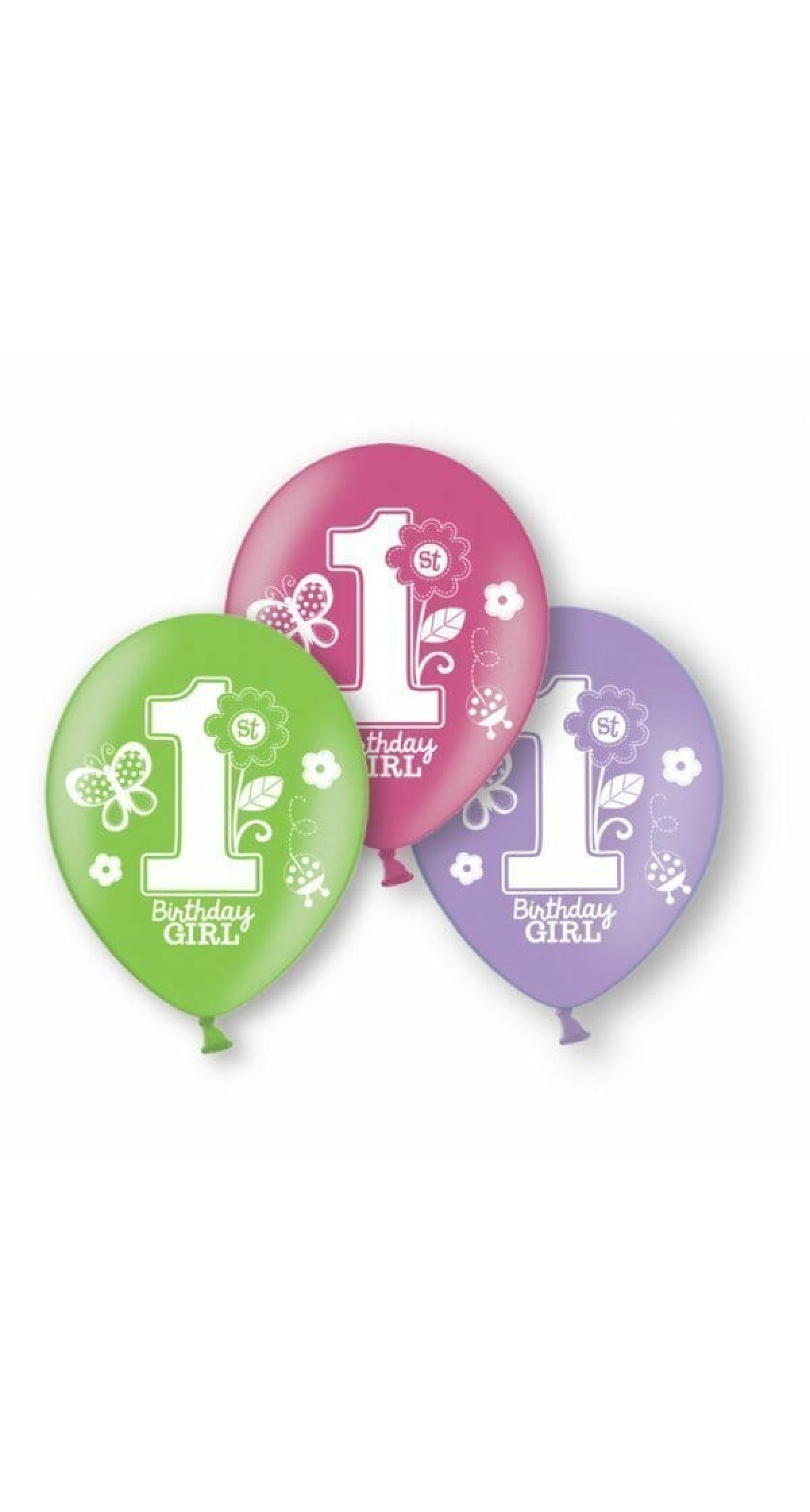 Sweet 1st Birthday Girl  Printed Birthday Latex Balloons - 6 pk
