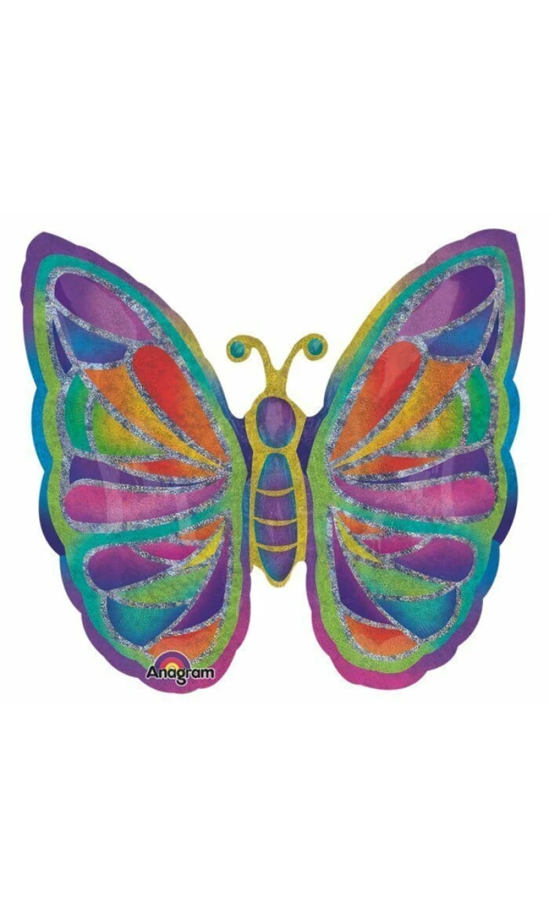 Butterfly Beauty Holographic Super Shape Foil Balloon 25'' x 25'' (64cm x 64cm)
