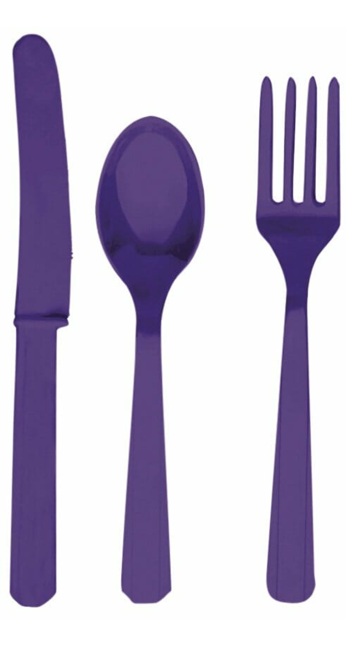 Purple - 24 x Plastic Cutlery Set