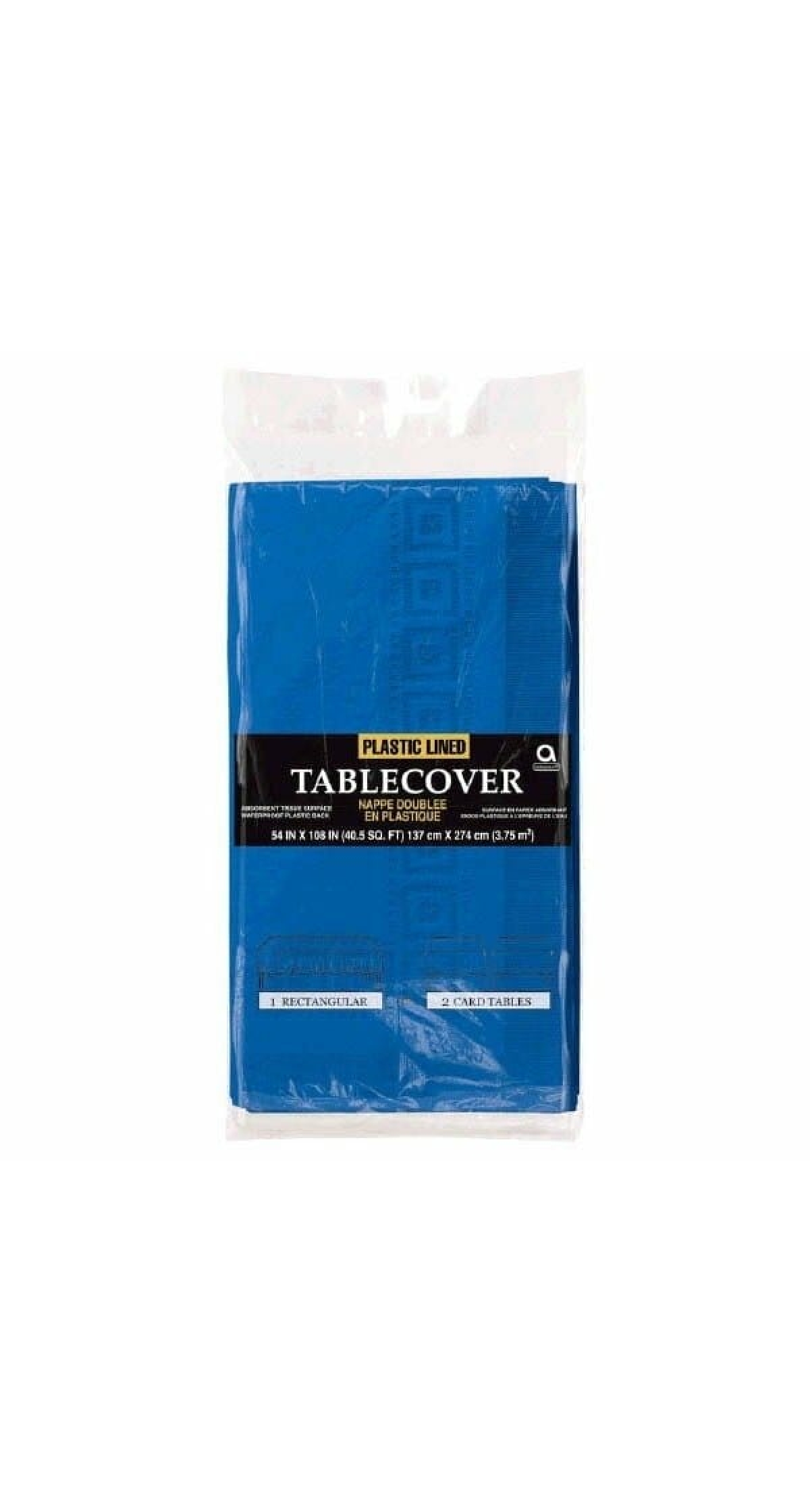 Royal Blue Plastic-Lined Tablecover - 137 cm x 274 cm