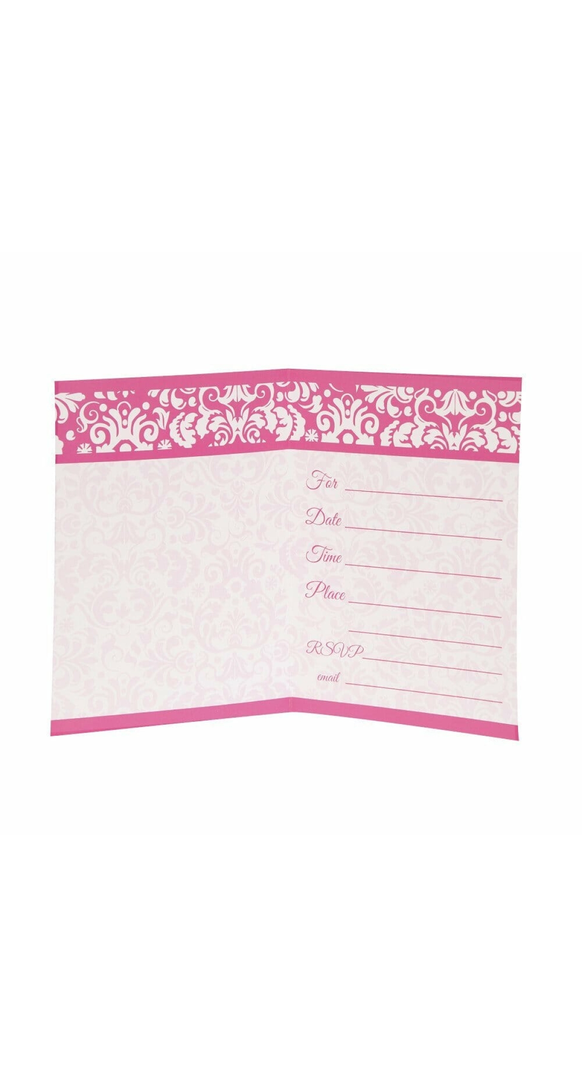 Pink Damask Invitations - 8pk