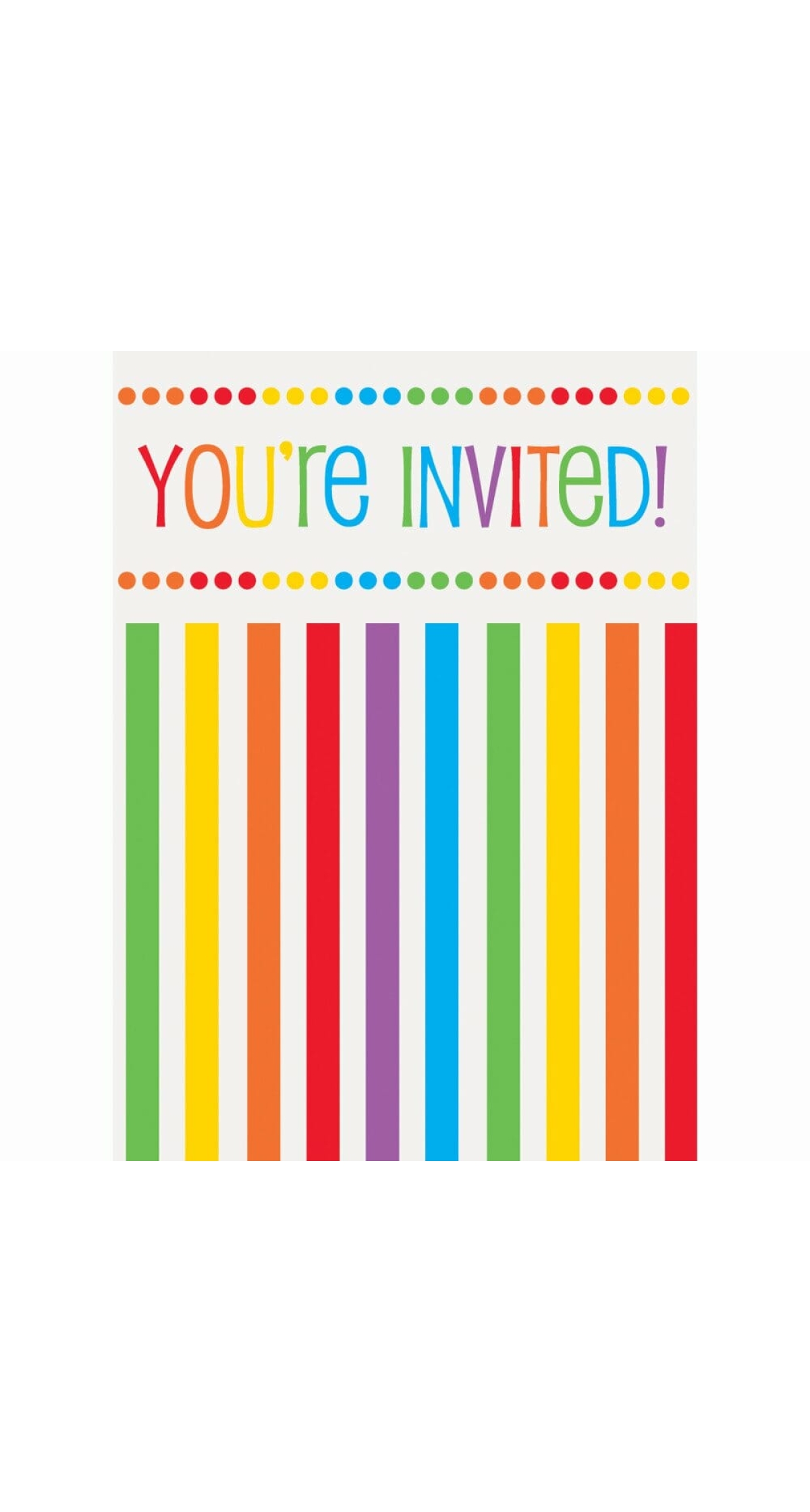 Rainbow Birthday Invitations - 8pk