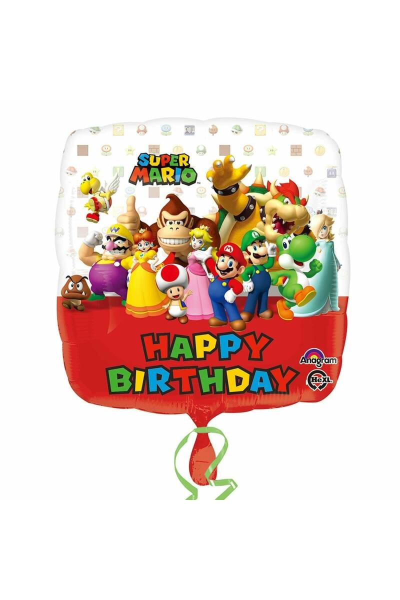 Super Mario Square Foil Balloon 18"