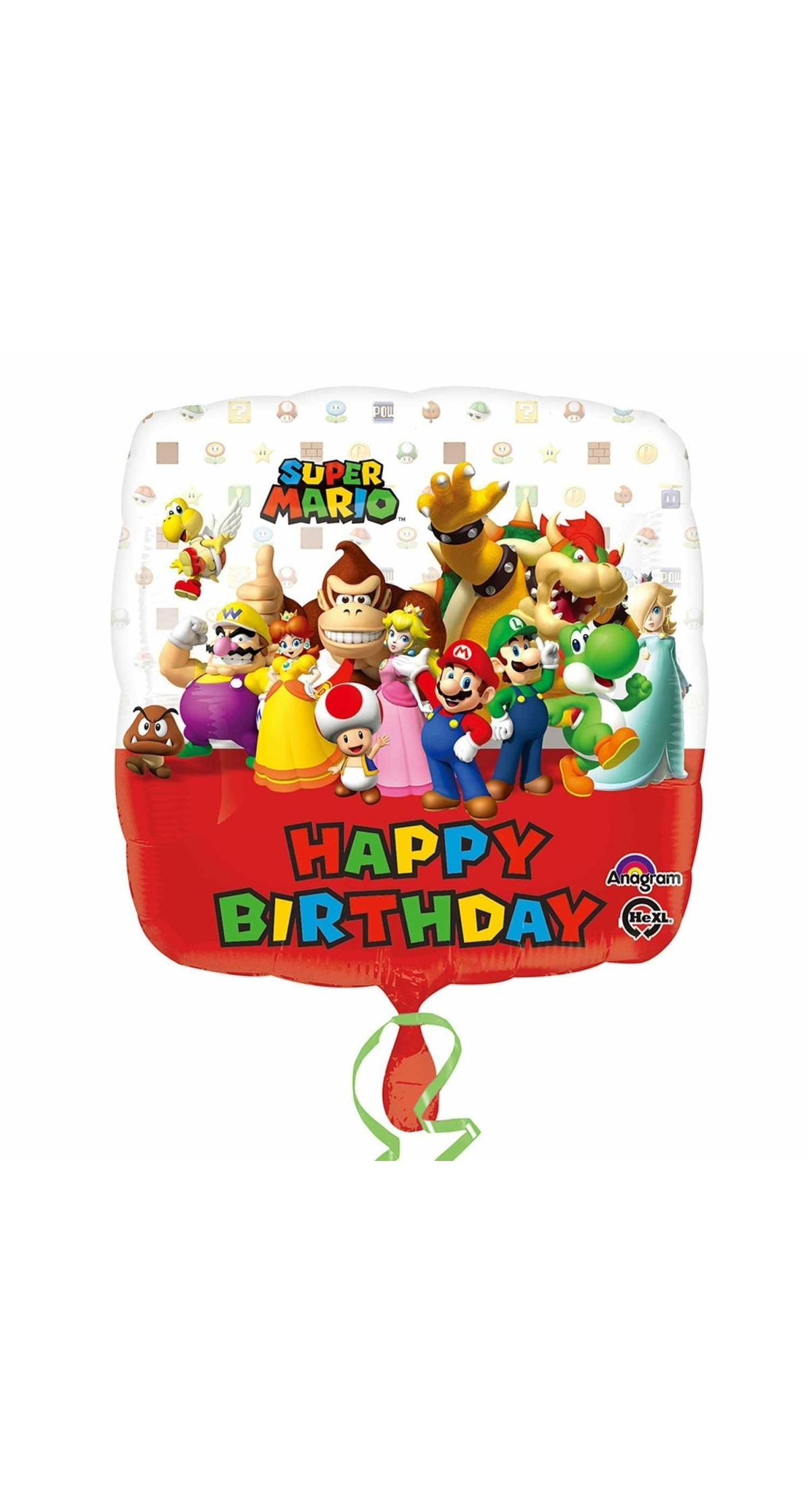 Super Mario Square Foil Balloon 18"