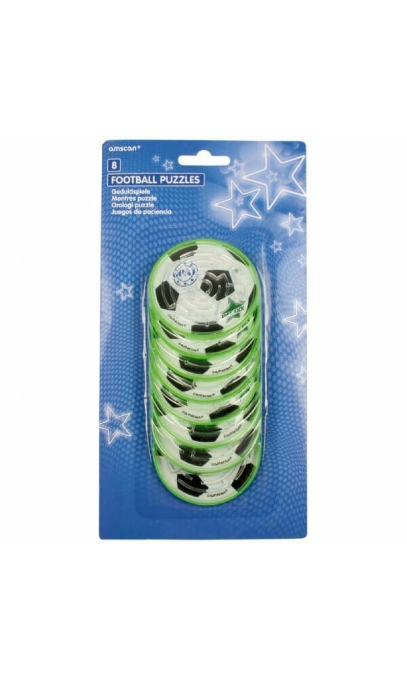 Party Favors Football / Soccer Maze Puzzles 7.2cm - 8pk