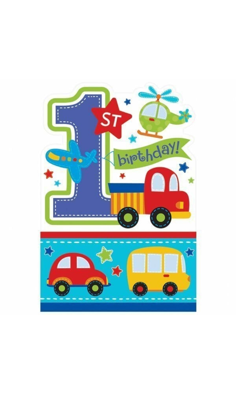 All Aboard 1st Birthday Boy Invitations - 11cm x 16cm